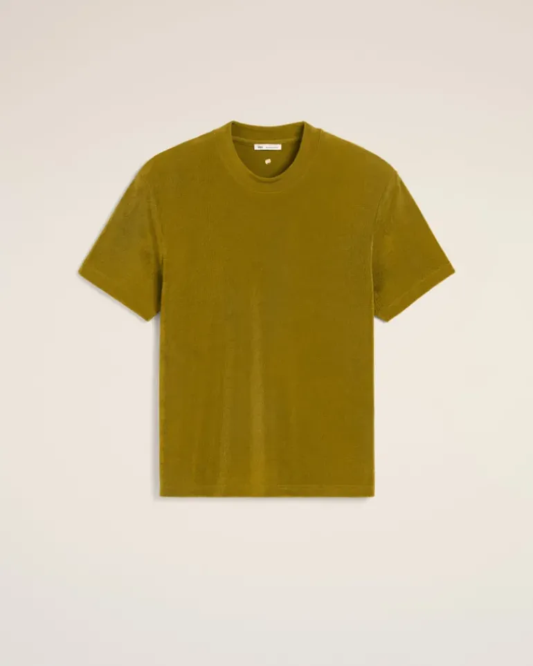 Ami Paris Khaki Rib Jersey Short Sleeve T-Shirt LICHEN Cheap