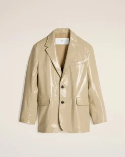 Ami Paris Leather Two Buttons Jacket LIGHT SAND Online