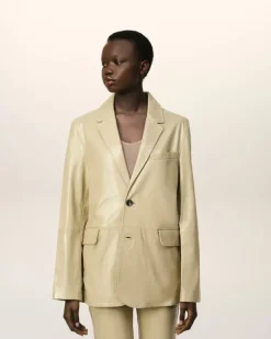 Ami Paris Leather Two Buttons Jacket LIGHT SAND Online