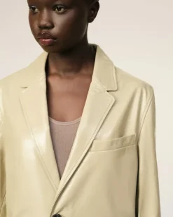 Ami Paris Leather Two Buttons Jacket LIGHT SAND Online