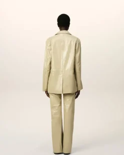 Ami Paris Leather Two Buttons Jacket LIGHT SAND Online