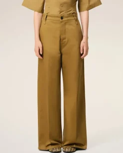 Ami Paris Mustard Cotton Baggy Fit Trousers HAVANA Outlet