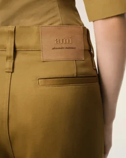 Ami Paris Mustard Cotton Baggy Fit Trousers HAVANA Outlet