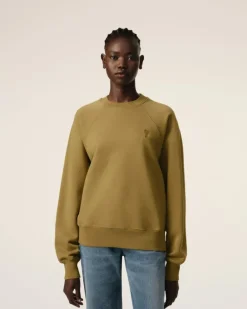 Ami Paris Mustard Cotton Tonal Ami de Coeur Sweatshirt HAVANA Shop