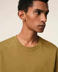 Ami Paris Mustard Cotton Tonal Ami de Coeur T-Shirt HAVANA Online
