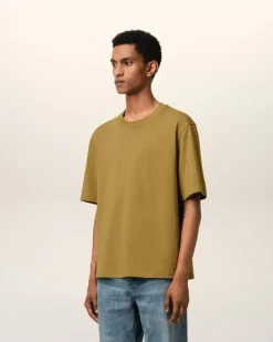 Ami Paris Mustard Cotton Tonal Ami de Coeur T-Shirt HAVANA Online