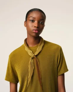 Ami Paris Mustard Pleated Diamond Shaped Scarf HAVANA Cheap