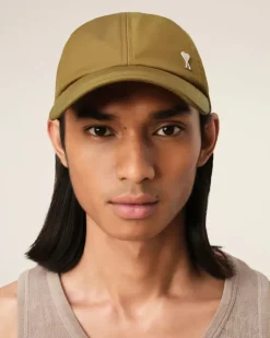 Ami Paris Mustard Twill Ami de Coeur Stud Cap HAVANA Shop