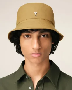 Ami Paris Mustard Twill Ami de Coeur Stud Bucket Hat HAVANA Store