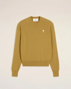 Ami Paris Mustard Wool Ami de Coeur Crew Neck Sweater HAVANA New