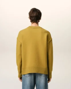 Ami Paris Mustard Wool Ami de Coeur Sweater HAVANA/OFFWHITE Discount