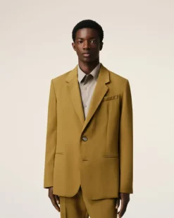 Ami Paris Mustard Wool Semi-Lined Jacket HAVANA Discount