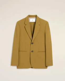 Ami Paris Mustard Wool Semi-Lined Jacket HAVANA Sale