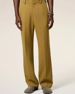 Ami Paris Mustard Wool Straight Fit Trousers HAVANA Clearance