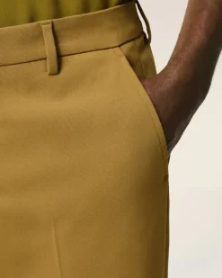 Ami Paris Mustard Wool Straight Fit Trousers HAVANA Clearance