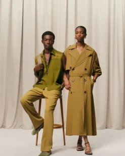 Ami Paris Mustard Wool Straight Fit Trousers HAVANA Clearance