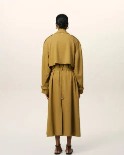 Ami Paris Mustard Wool Trench Coat HAVANA Best