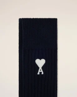 Ami Paris Navy Blended Cotton Ami de Coeur Socks NAVY BLUE/OFF WHITE Cheap