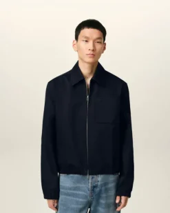 Ami Paris Navy Cotton Ami de Coeur Zipped Jacket NAVY BLUE Cheap