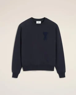 Ami Paris Navy Cotton Ami de Coeur Patch Sweatshirt NAVY BLUE Outlet