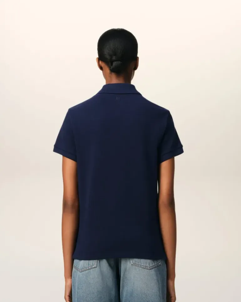 Ami Paris Navy Cotton Ami de Coeur Polo Shirt NIGHT BLUE Online