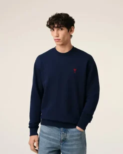 Ami Paris Navy Cotton Ami de Coeur Sweatshirt NIGHT BLUE Outlet