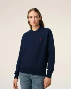 Ami Paris Navy Cotton Ami de Coeur Sweatshirt NIGHT BLUE Outlet