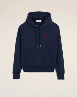 Ami Paris Navy Cotton Ami de Coeur Hoodie NIGHT BLUE New
