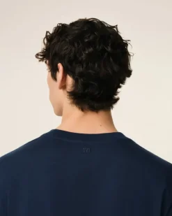 Ami Paris Navy Cotton Ami de Cœur T-Shirt NIGHT BLUE Store
