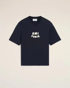 Ami Paris Navy Cotton Patch T-Shirt NAVY BLUE Cheap