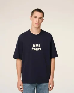 Ami Paris Navy Cotton Patch T-Shirt NAVY BLUE Cheap