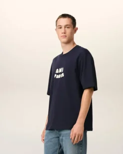 Ami Paris Navy Cotton Patch T-Shirt NAVY BLUE Cheap