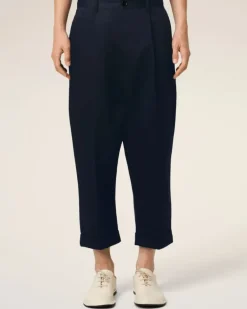 Ami Paris Navy Cotton Carrot Oversized Trousers NAVY BLUE Online