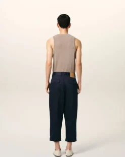 Ami Paris Navy Cotton Carrot Oversized Trousers NAVY BLUE Online