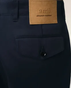 Ami Paris Navy Cotton Carrot Oversized Trousers NAVY BLUE Online