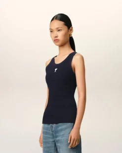 Ami Paris Navy Cotton Rib Ami de Coeur Tanktop NIGHT BLUE Fashion