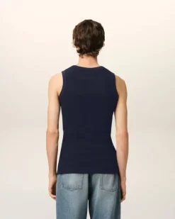 Ami Paris Navy Cotton Rib Ami de Coeur Tanktop NIGHT BLUE Best
