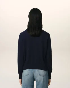 Ami Paris Navy Wool Ami de Coeur Crew Neck Sweater NIGHT BLUE New