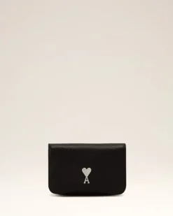 Ami Paris Paris Paris Strap Card Holder BLACK/VIBRATED SILVER New