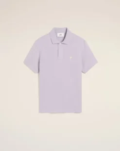 Ami Paris Purple Cotton Ami de Coeur Polo Shirt LILAC Cheap