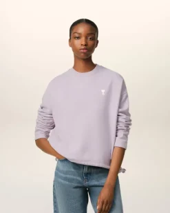 Ami Paris Purple Cotton Ami de Coeur Sweatshirt LILAC Fashion