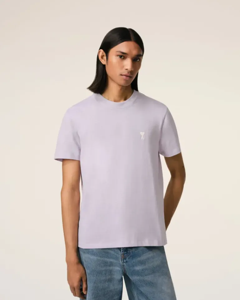 Ami Paris Purple Cotton Ami de Coeur T-Shirt LILAC Cheap