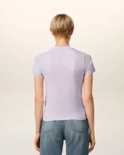 Ami Paris Purple Cotton Cropped T-Shirt LILAC Fashion
