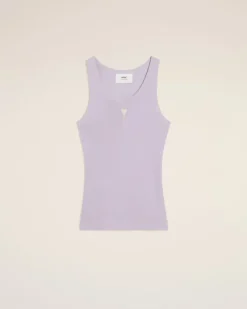 Ami Paris Purple Cotton Rib Ami de Coeur Tanktop LILAC Shop