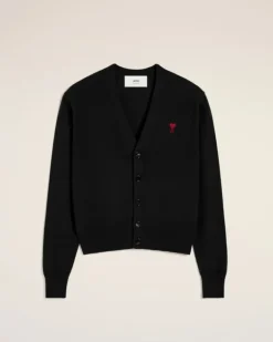Ami Paris Red Ami de Coeur Cardigan BLACK Outlet