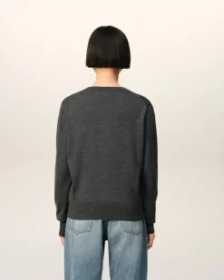 Ami Paris Red Ami de Coeur Crew Neck Sweater HEATHER GREY Store