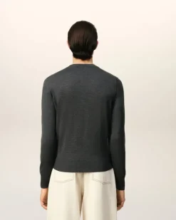 Ami Paris Red Ami de Coeur Crew Neck Sweater HEATHER GREY Fashion