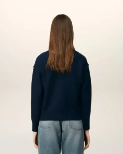 Ami Paris Red Ami de Coeur Sweater NIGHT BLUE/RED Cheap