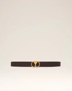 Ami Paris Red Leather Ami de Coeur Belt EGGPLANT/VIBRATED BRASS Cheap