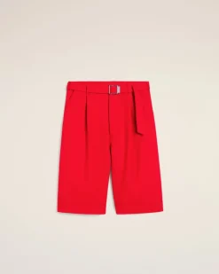 Ami Paris Red Wool Cargo Bermuda Short POPPY Outlet